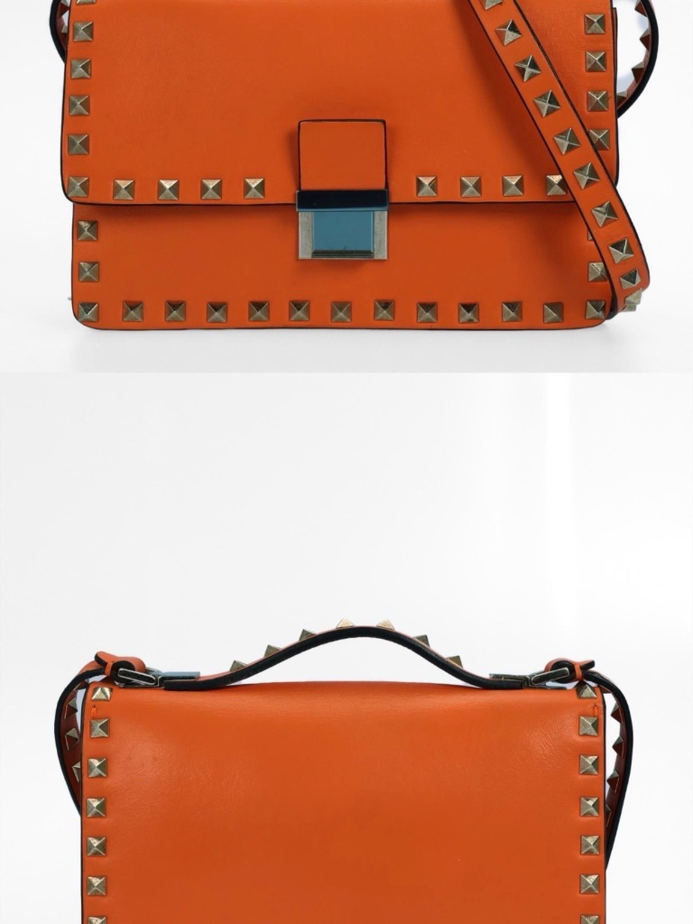 Valentino Orange Stud-Trim Crossbody Bag